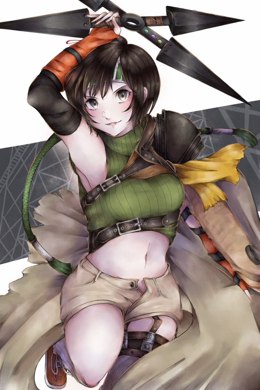 1girl, absurdres, armor, brown_eyes, brown_hair, final_fantasy, final_fantasy_vii, gauntlets