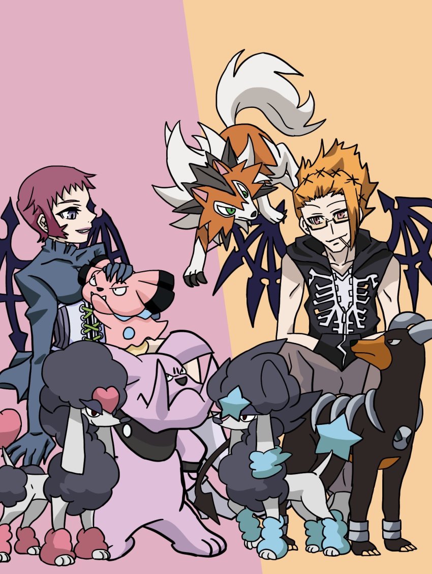 1boy, 1girl, black_hoodie, black_wings, blue_eyes, candy, collarbone, corset