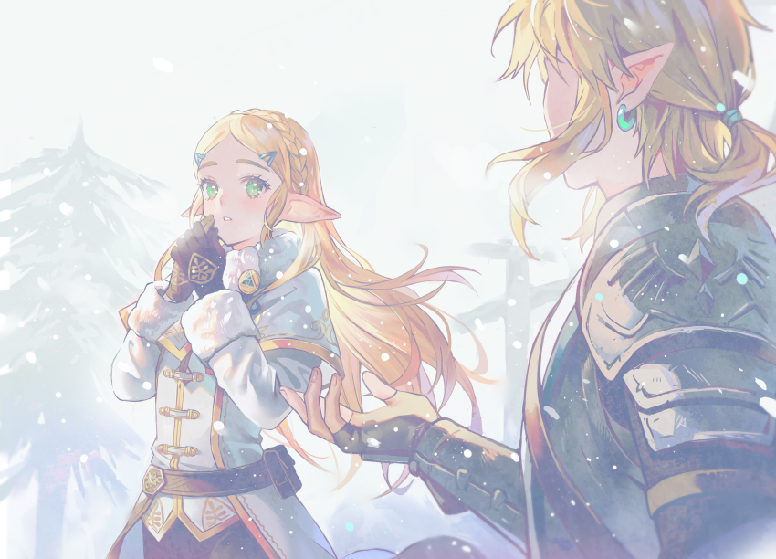 1boy, 1girl, absurdres, braid, crown_braid, earrings, highres, jacket