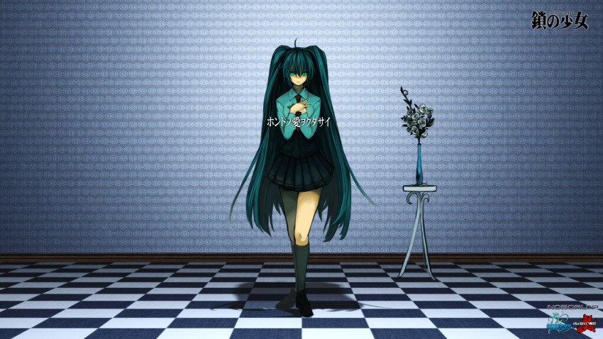 1girl, ahoge, female_focus, full_body, green_eyes, green_hair, hatsune_miku, highres