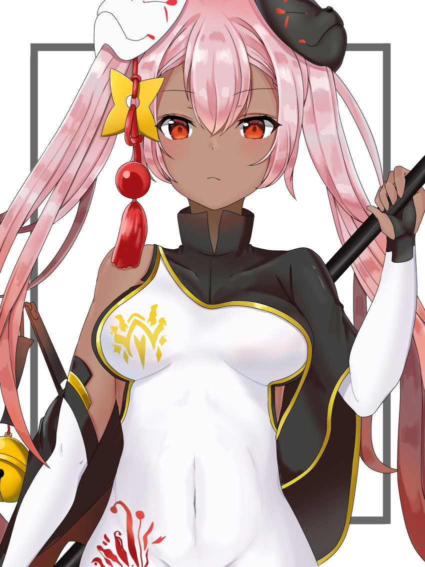 1girl, absurdres, bell, breasts, covered_navel, dark-skinned_female, dark_skin, fire_emblem