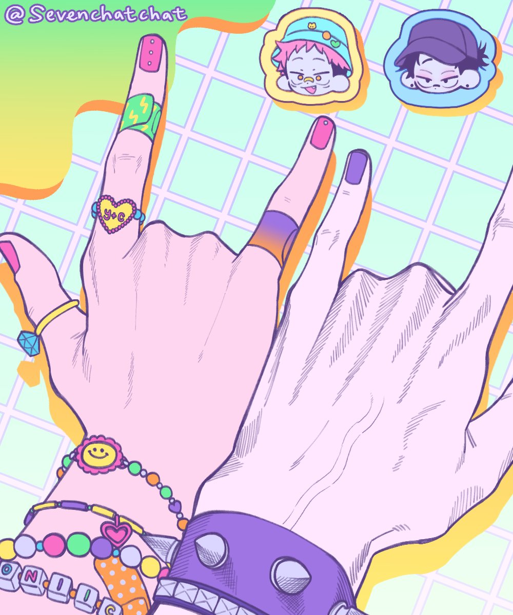 2boys, babyseven_77, bandaid, bandaid_on_face, bandaid_on_nose, black_eyes, black_hair, black_headwear