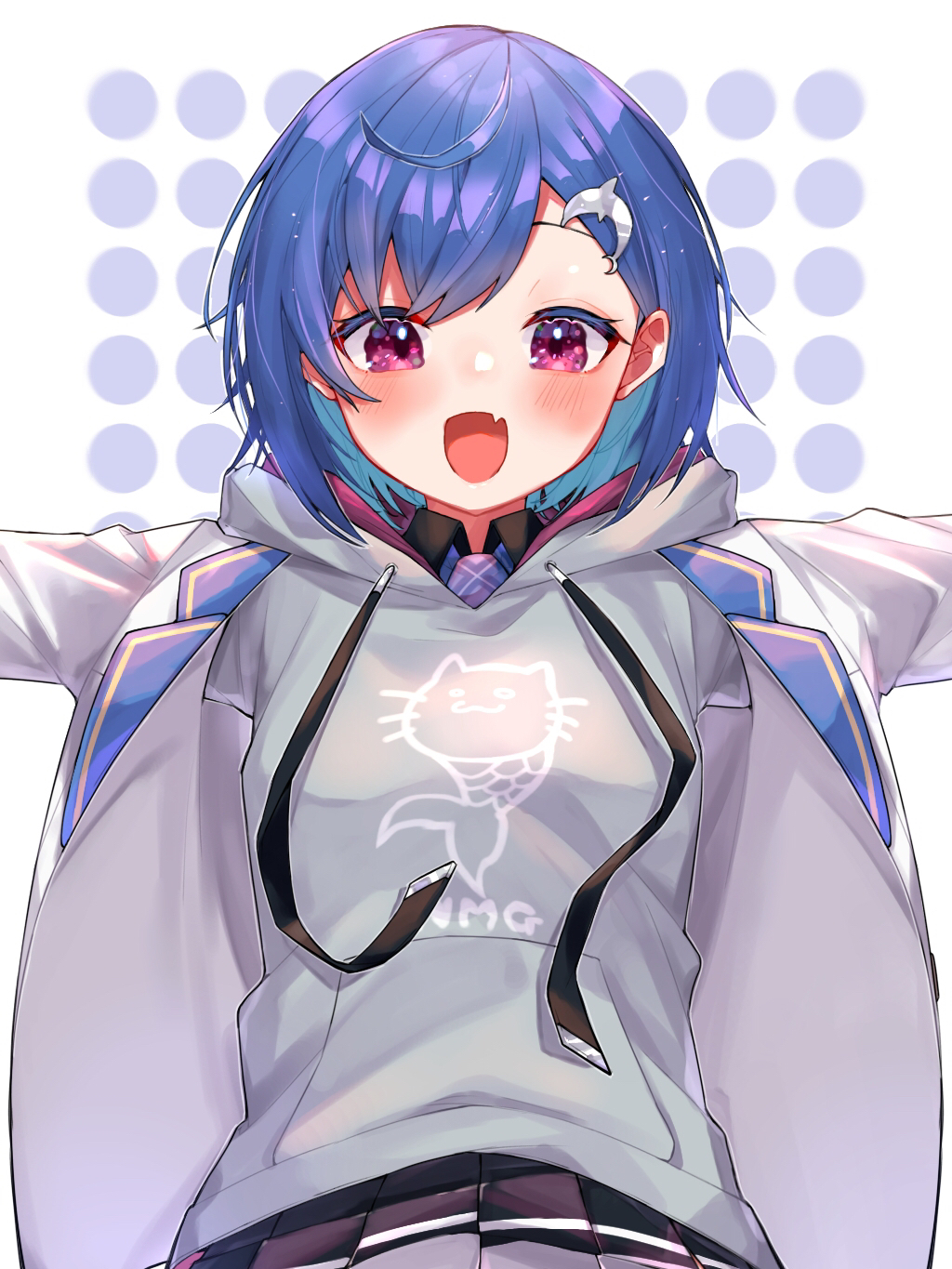 1girl, anatom_orange, bad_id, bad_pixiv_id, black_choker, black_shirt, blazer, blue_necktie