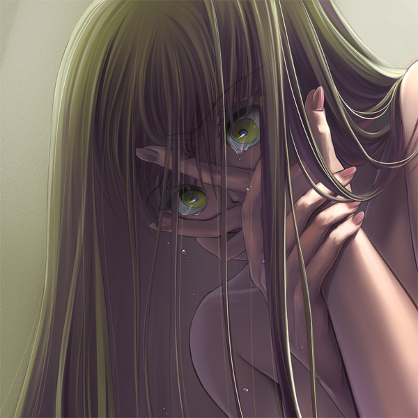 00s, 1girl, bad_id, bad_pixiv_id, c.c., code_geass, completely_nude, covering_face