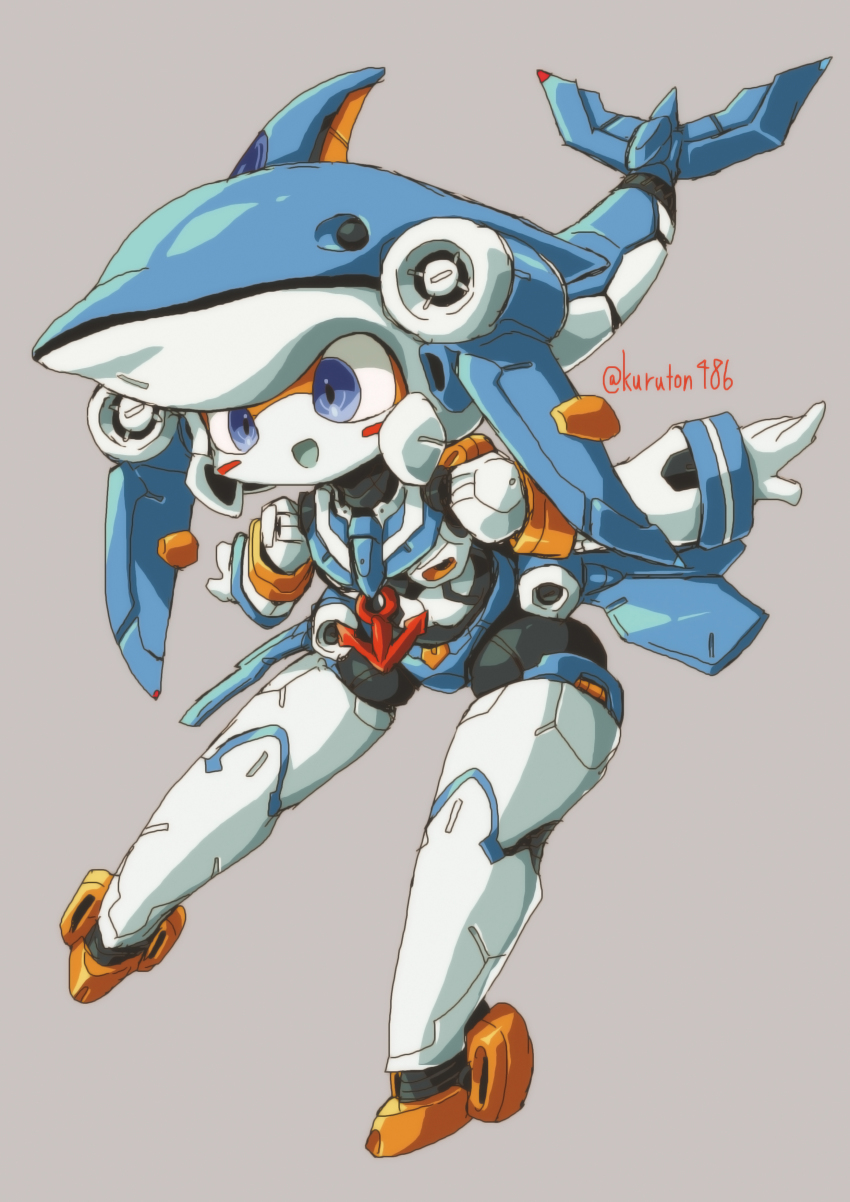 1girl, absurdres, artist_name, blue_eyes, dolphin_girl, highres, humanoid_robot, kuruton486
