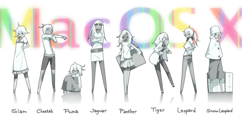 6+girls, arabahama, english_text, glasses, highres, long_image, multiple_girls, os-tan