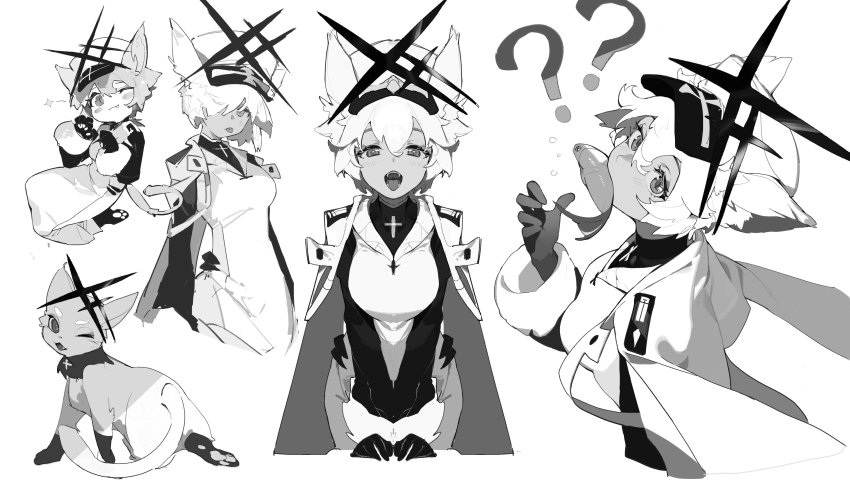 1girl, ?, ??, absurdres, alchemy_stars, animal_ears, animal_hands, animalization