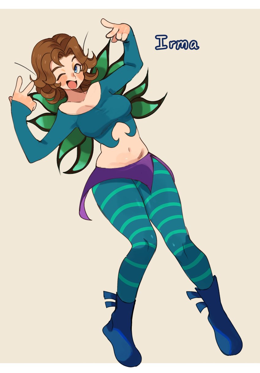 1girl, absurdres, aqua_shirt, arms_up, bad_id, bad_twitter_id, blue_eyes, blush