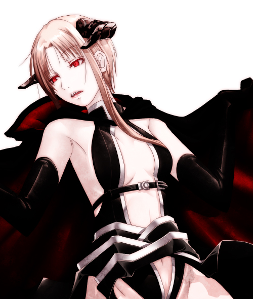 1girl, assassin, assassin_cross_(ragnarok_online), bare_shoulders, blonde_hair, cloak, demon_girl, detached_sleeves