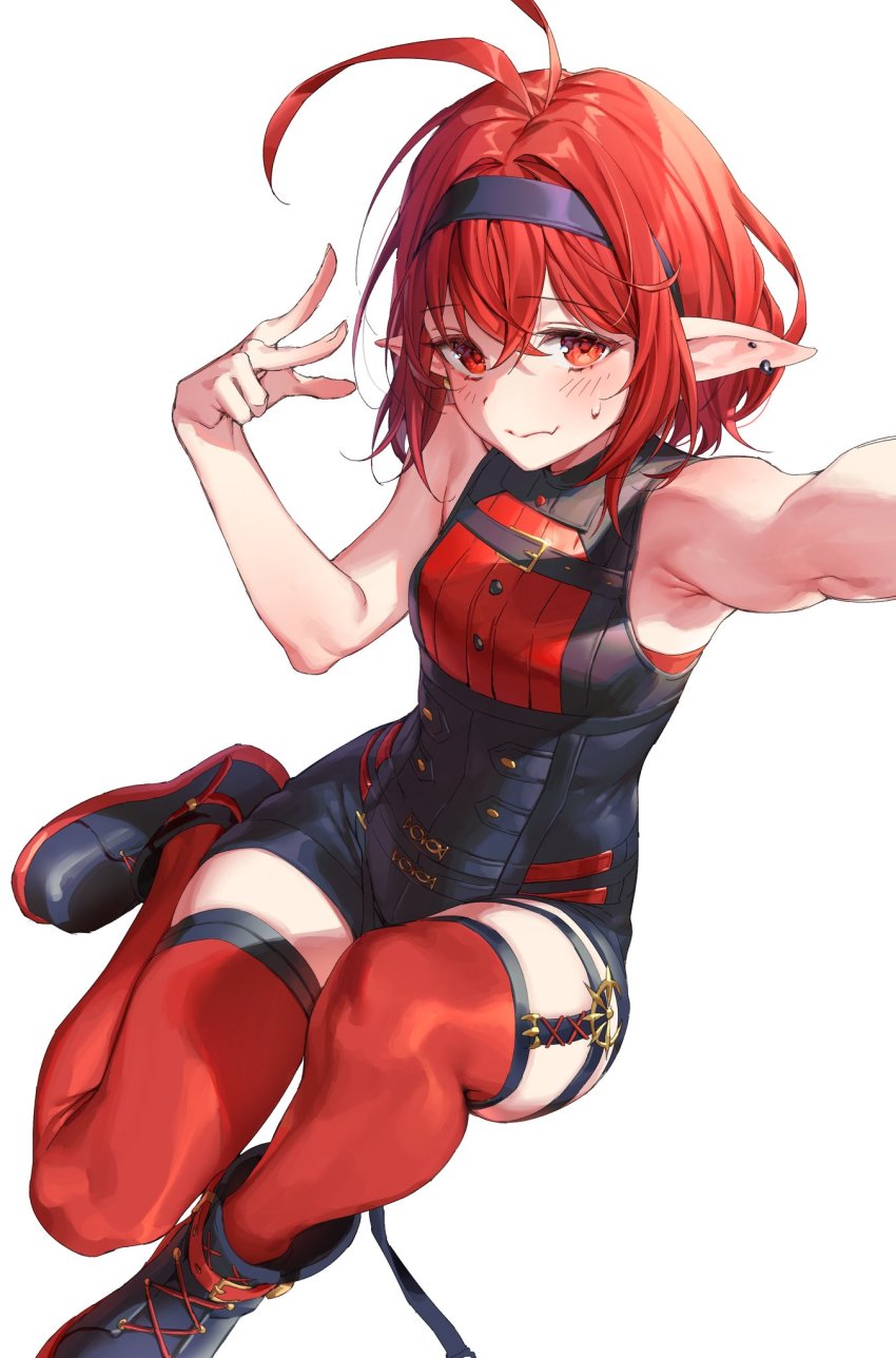 1girl, ahoge, ankle_boots, bare_shoulders, black_leotard, blush, boots, character_request