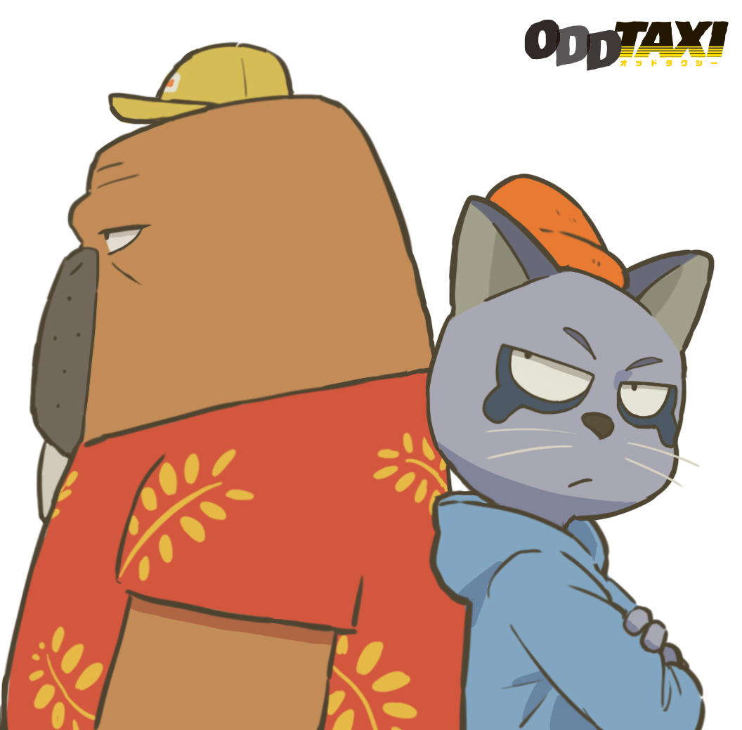 2boys, back-to-back, baseball_cap, blue_sweater, furry, furry_male, hat, mugicaan1