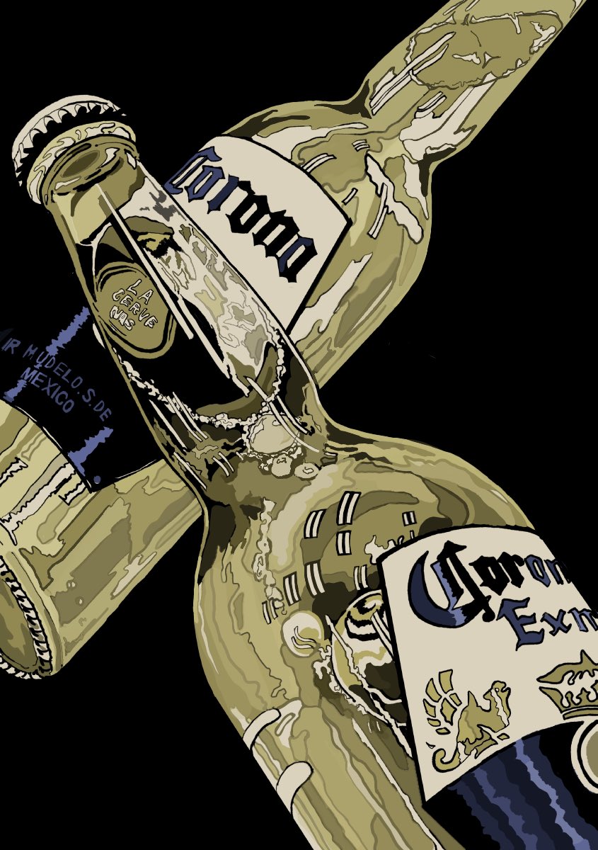 black_background, bottle, bottle_cap, bubble, highres, limited_palette, minillustration, no_humans