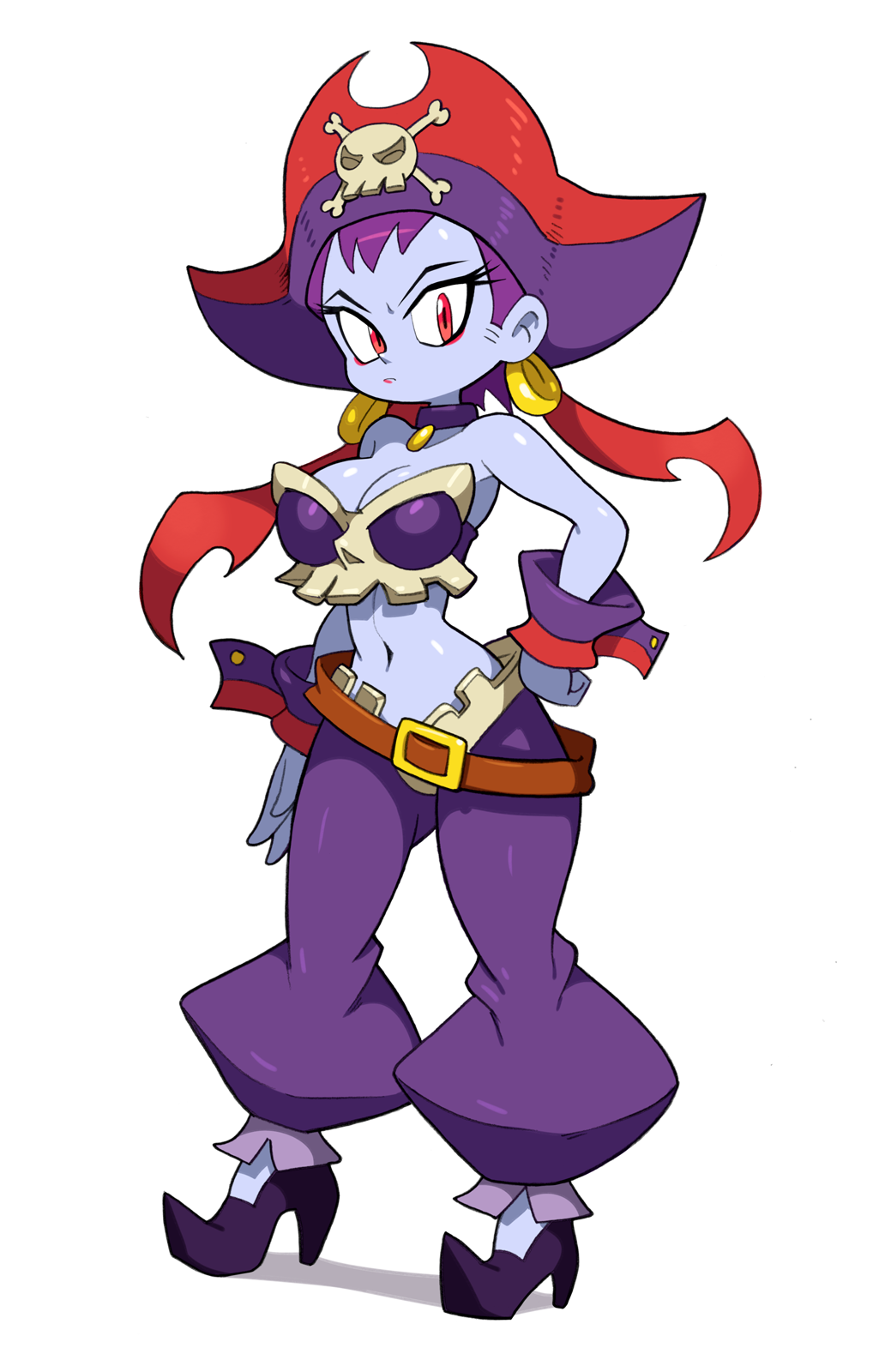 1girl, bare_shoulders, black_footwear, blue_skin, bone_bra, bone_panties, colored_skin, earrings