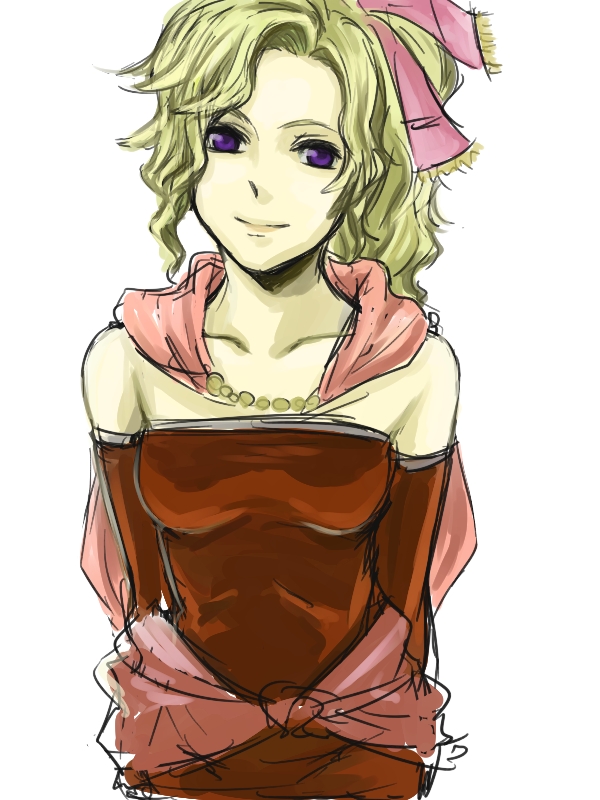 1990s_(style), 1girl, bad_id, bad_pixiv_id, bow, cape, dissidia_final_fantasy, elbow_gloves