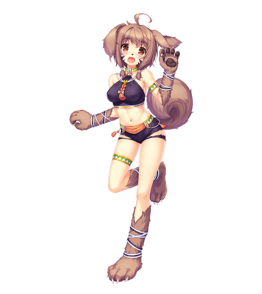 animal_ears, animal_hands, animal_nose, blush, brown_eyes, brown_hair, dog, dog_ears