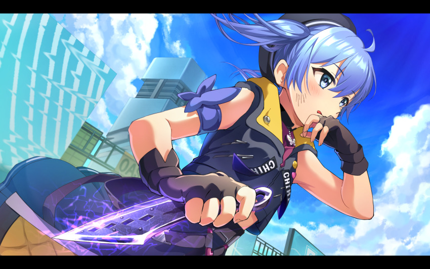 1girl, apex_legends, arm_strap, beret, black_gloves, black_hat, black_jacket, black_skirt