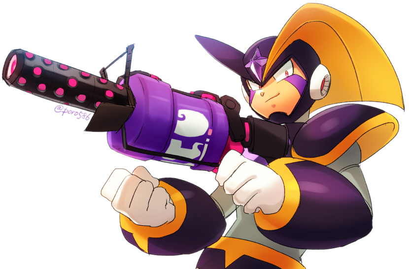 .96_gal_(splatoon), 1boy, bass_(mega_man), looking_at_viewer, mega_man_(classic), mega_man_(series), nintendo, poroi_(poro586)