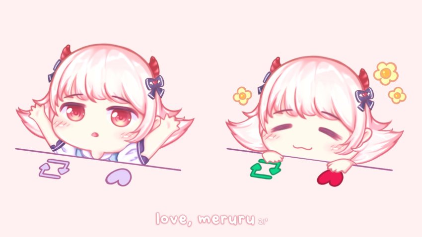 1girl, :3, :o, =_=, black_bow, bongo_cat_(meme), bow, hair_bow