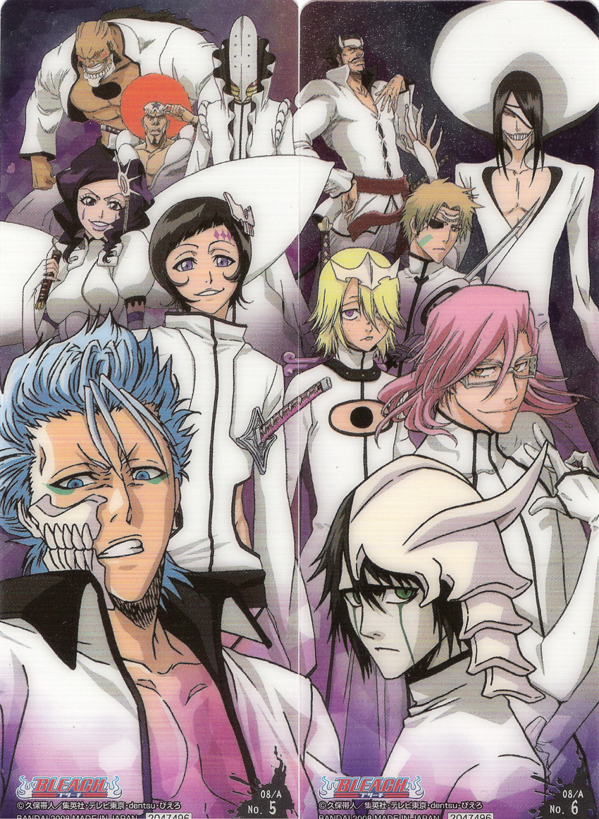 00s, 1girl, 6+boys, aaroniero_arruruerie, absurdres, arrancar, black_hair, bleach