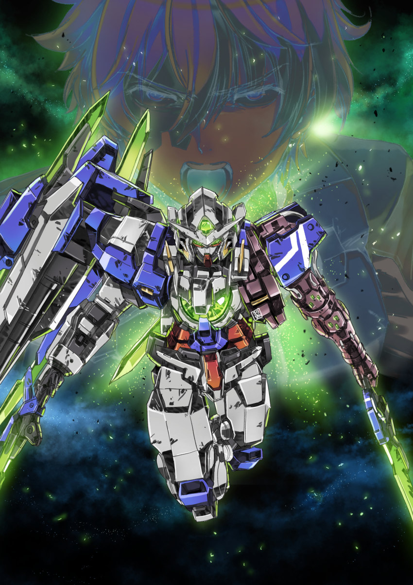 1boy, absurdres, arm_blade, bad_id, bad_pixiv_id, garimpeiro, glowing, glowing_eyes