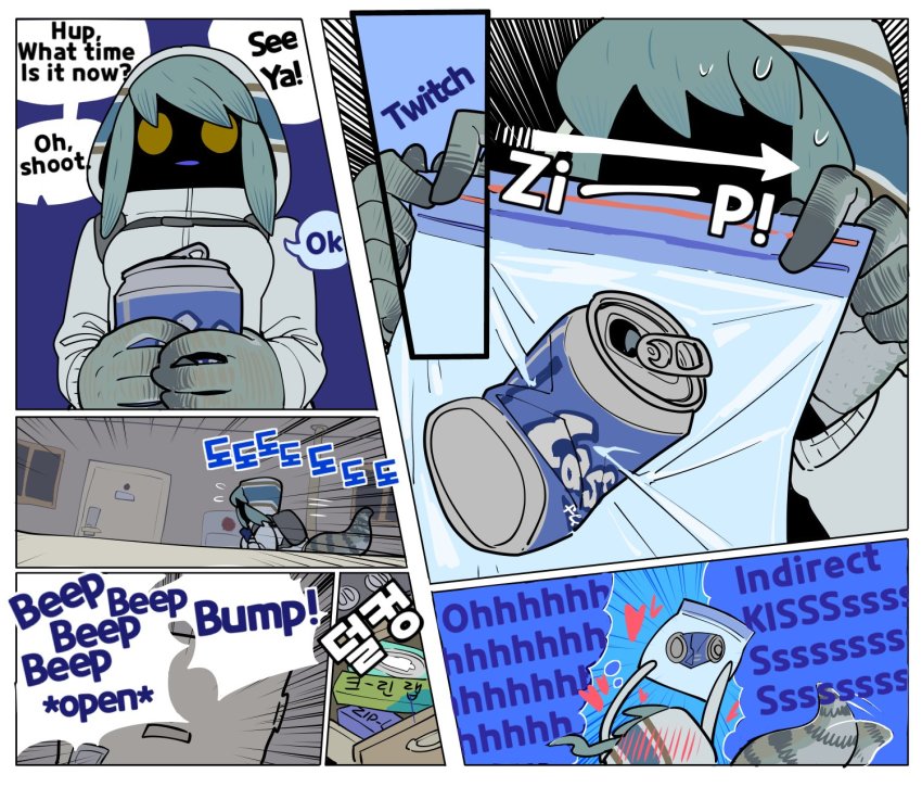 animal_hands, backpack, bag, beer_can, blue-tongued_skink, blue-tongued_skink_(sparrowl), can, claws