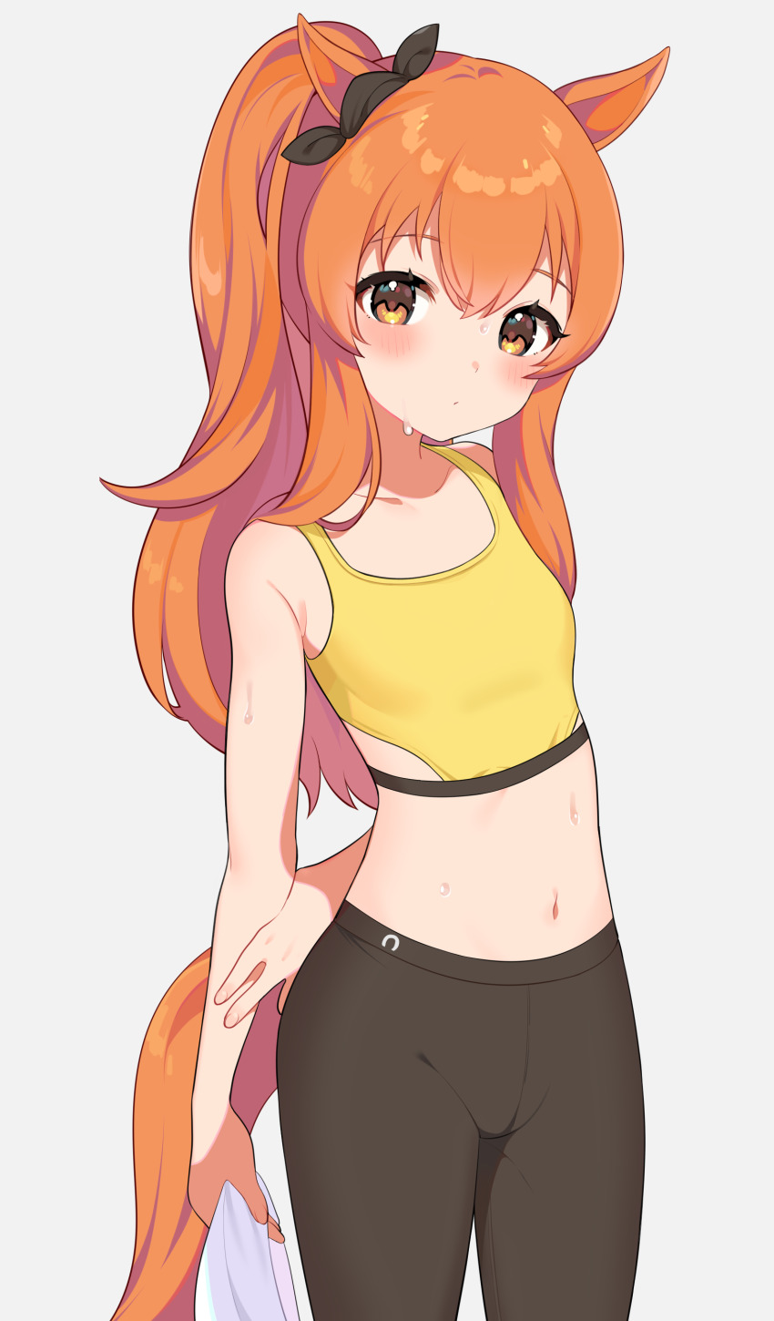 1girl, absurdres, alternate_hairstyle, animal_ears, arms_behind_back, black_ribbon, bow, ear_ribbon