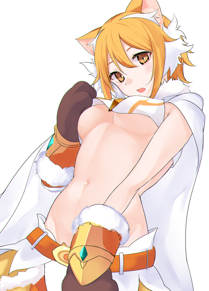 1girl, blush, breasts, cat_girl, highres, hiyori_(princess_connect!), large_breasts, orange_eyes