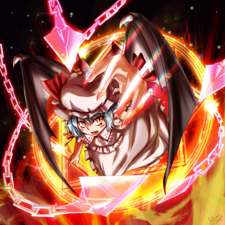 1girl, bad_id, bad_pixiv_id, blue_hair, chain, female_focus, hat, leo_hariyoru