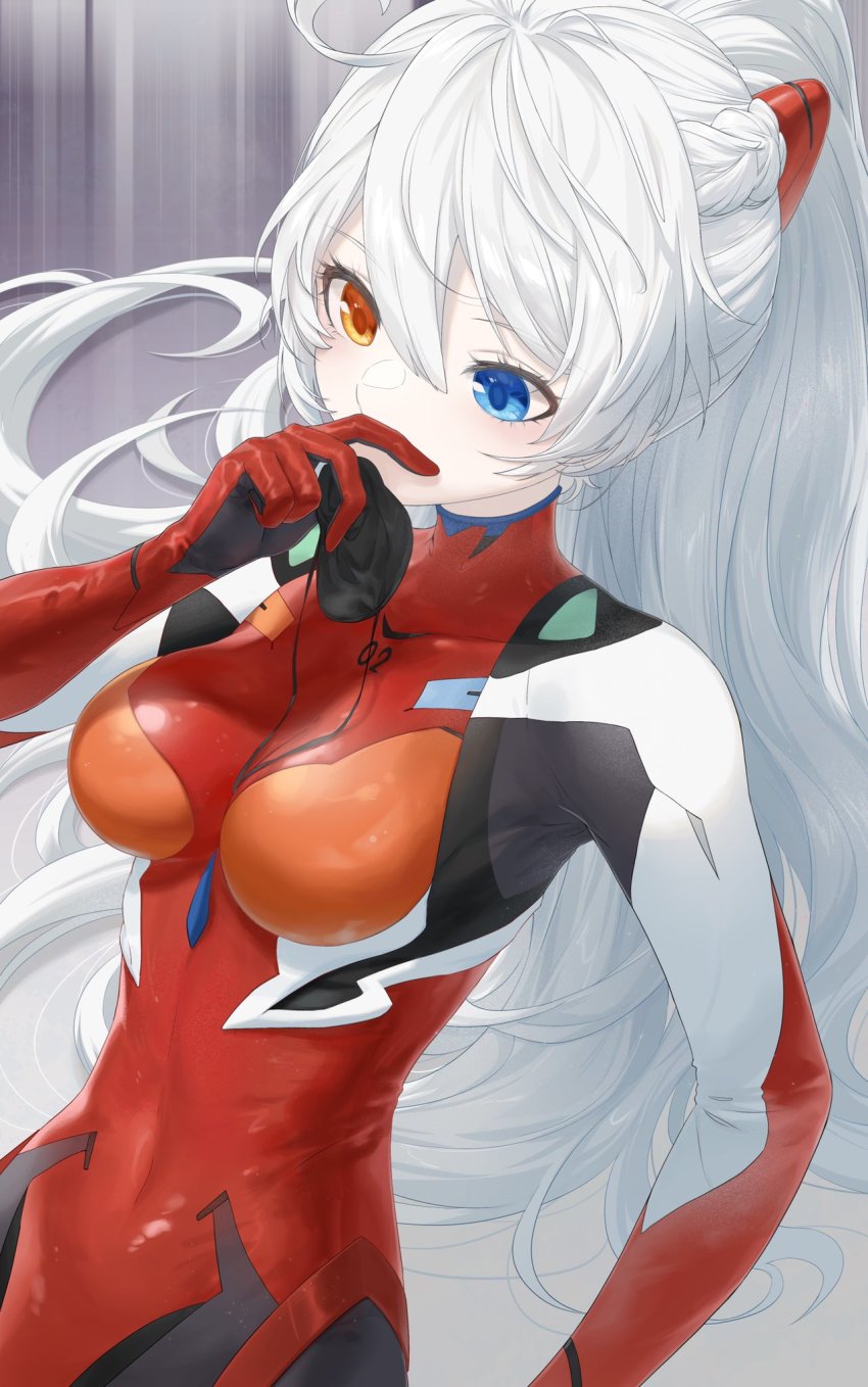 1girl, antenna_hair, blue_eyes, braid, cosplay, eyepatch, hair_between_eyes, hair_ornament