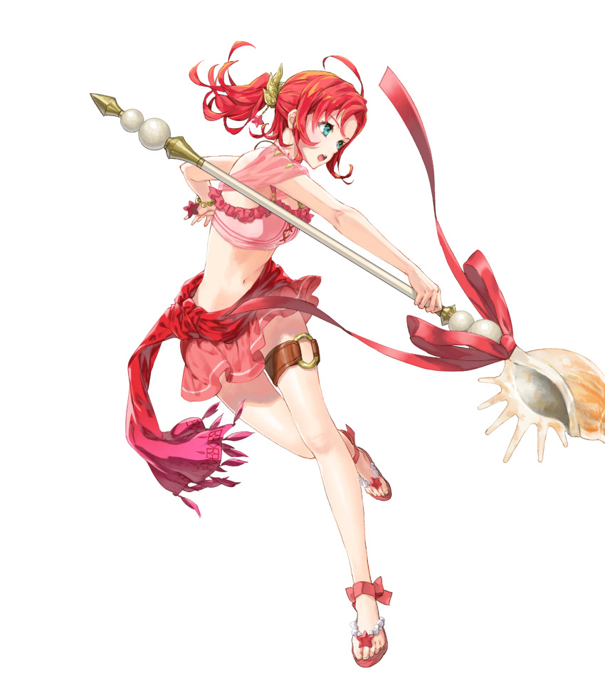 1girl, ankle_ribbon, aqua_eyes, bikini, bikini_skirt, breasts, feet, female_focus