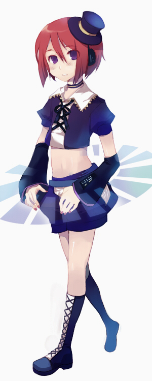 1boy, crossdressing, crossdressing_(mtf), male_focus, maruko, midriff, namine_ritsu, navel