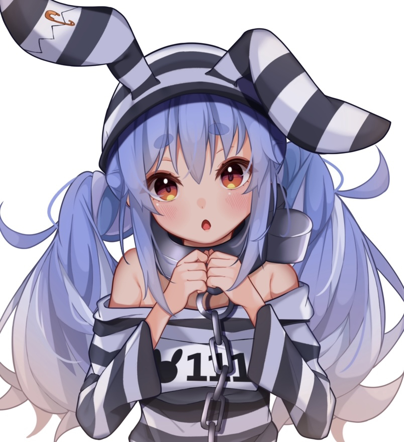 1girl, :o, animal_ears, bare_shoulders, blue_hair, blush, hikimayu, hololive