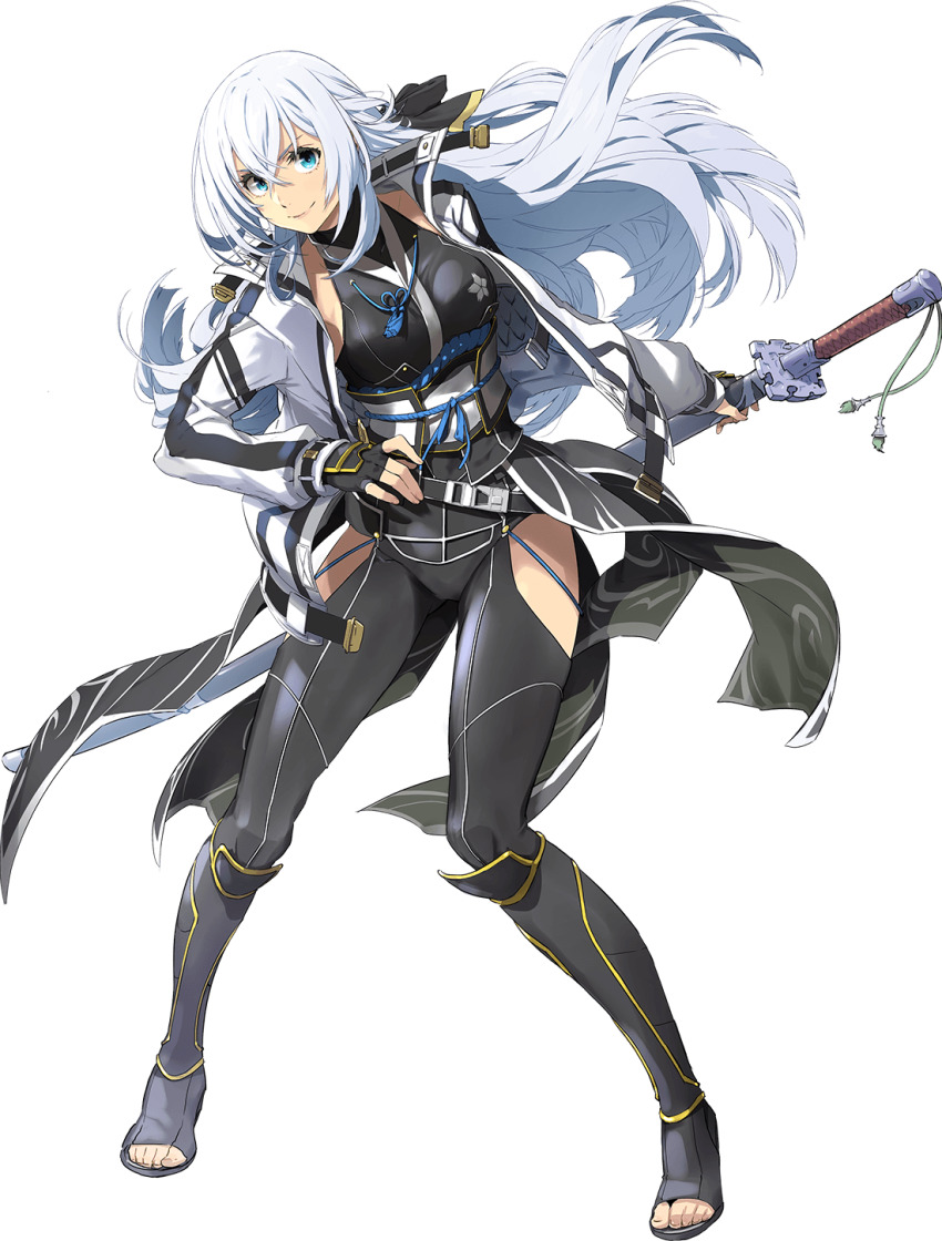 1girl, aqua_eyes, black_bodysuit, black_gloves, black_kimono, black_ribbon, bodysuit, bodysuit_under_clothes