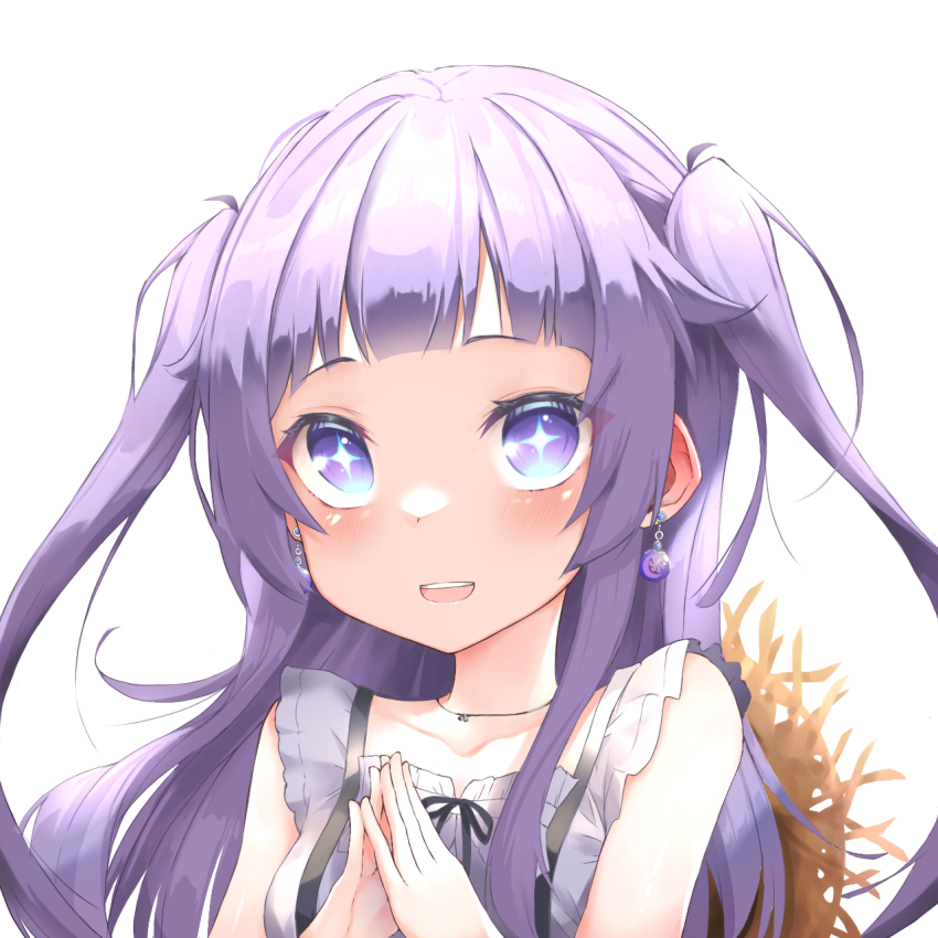 1girl, bare_shoulders, blunt_bangs, blush, cosplay, earrings, highres, jewelry