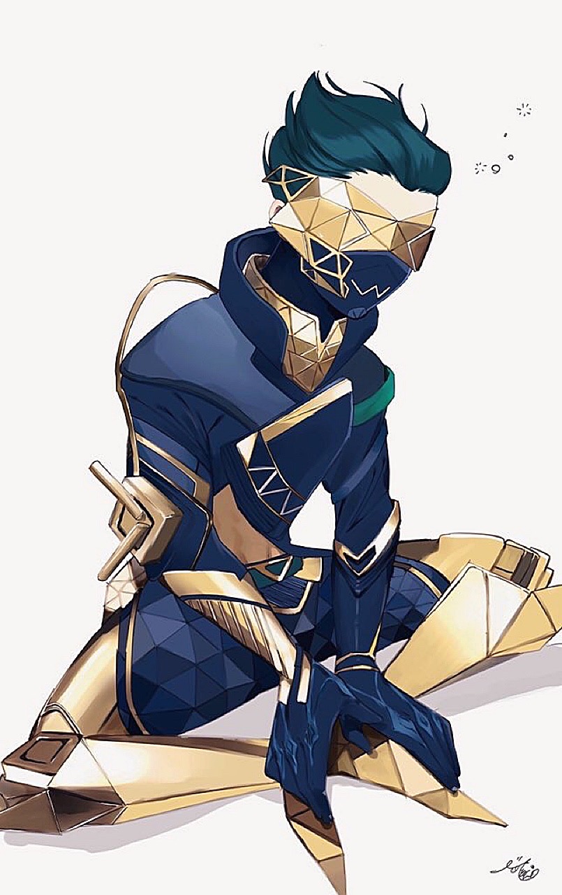 >_<, 1boy, animification, apex_legends, blue_gloves, blue_hair, blue_jacket, cable