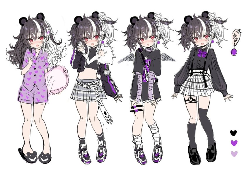 1girl, :p, animal_ears, animal_slippers, arm_warmers, asymmetrical_legwear, bare_shoulders, bear_ears