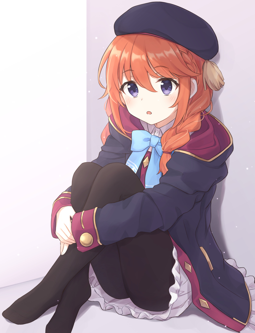 1girl, blue_eyes, blush, looking_at_viewer, orange_hair, princess_connect!, school_uniform, tagme