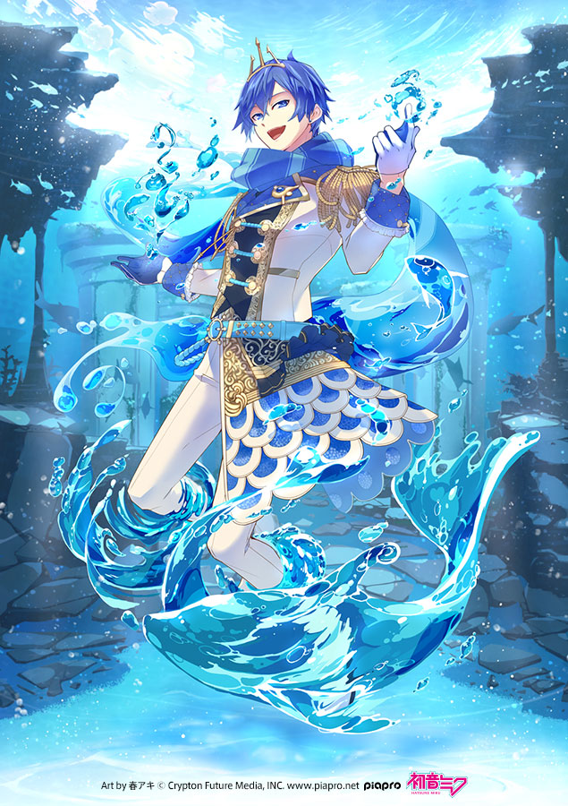 1boy, armor, belt, blue_eyes, blue_gloves, blue_hair, blue_scarf, commentary