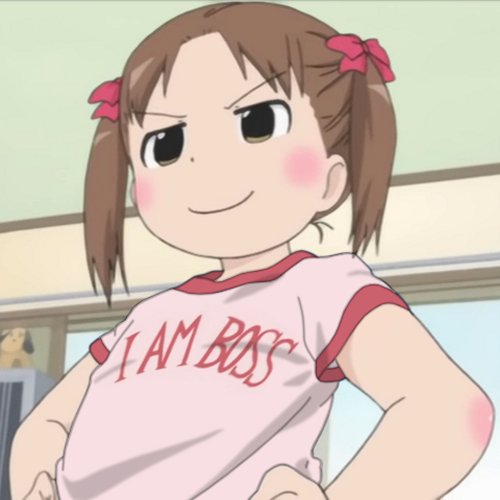 >:), 1girl, anime_screenshot, blush, child, female_focus, i_am_boss, ichigo_mashimaro, lowres, matsuoka_miu, minami-ke, minami_kana, parody, solo, stitched, third-party_edit, twintails, v-shaped_eyebrows