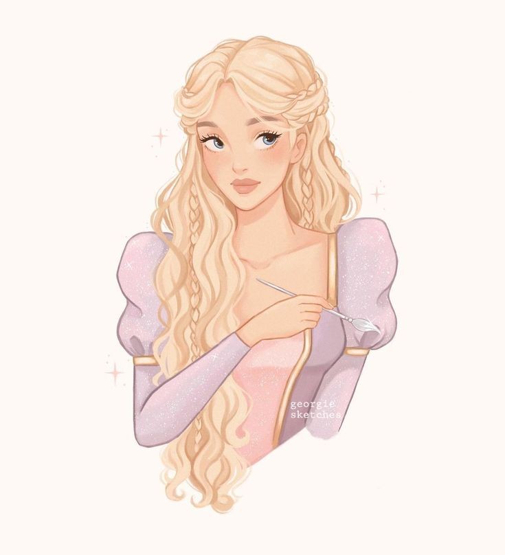 1girl, artist_name, barbie_(character), barbie_(franchise), barbie_as_rapunzel, blonde_hair, blue_eyes, braid