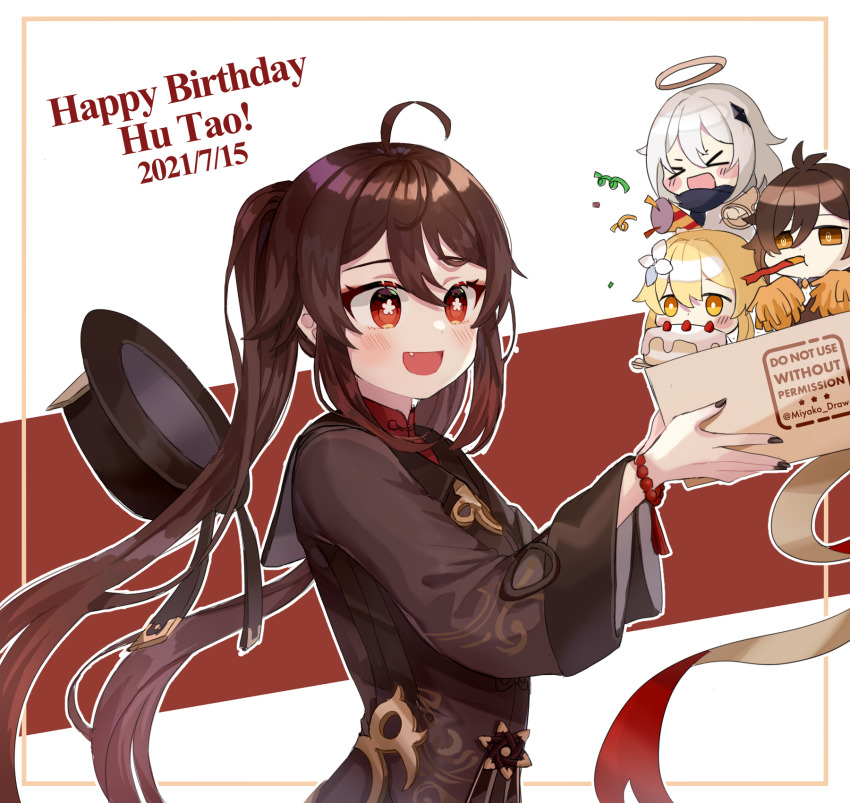 >_<, 1boy, 3girls, :d, bead_bracelet, beads, black_headwear, black_nails