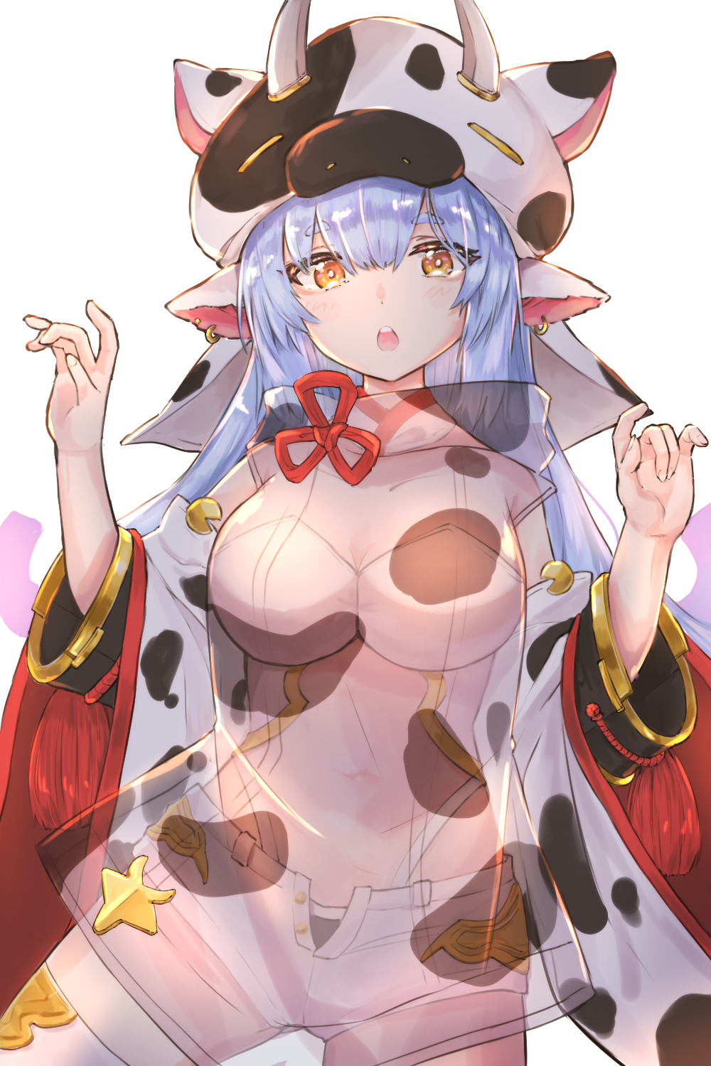 1girl, :o, animal_ears, aqua_hair, blush, breasts, catura_(granblue_fantasy), cleavage