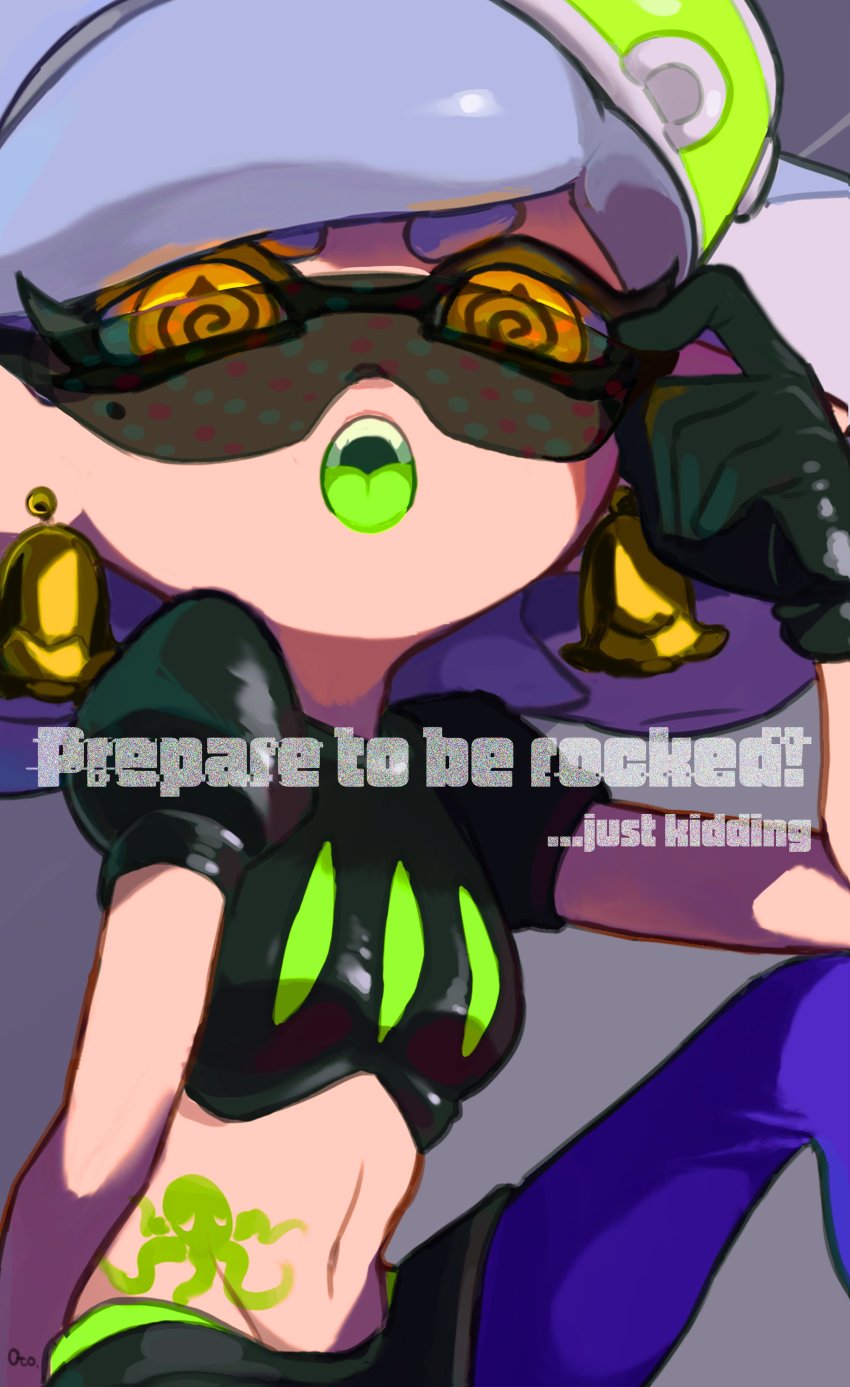 1girl, :p, @_@, absurdres, adjusting_eyewear, black_gloves, blue_pantyhose, callie_(octo_idol_outfit)_(splatoon)