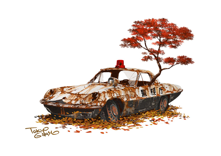 abandoned, artist_name, broken_window, car, commentary_request, japan_national_police, leaf, mazda