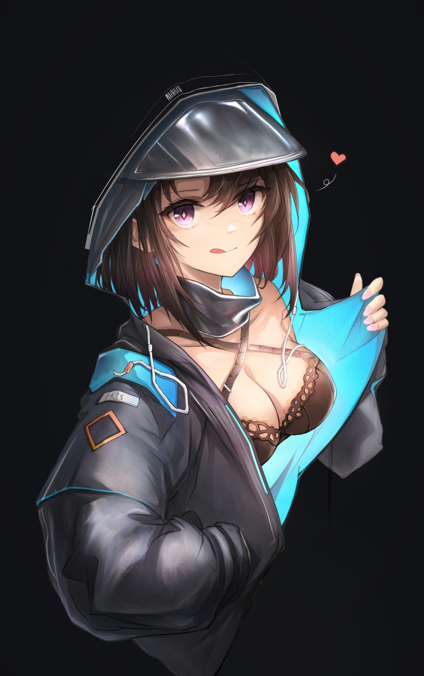 1girl, :q, absurdres, arknights, bad_id, bad_pixiv_id, black_background, black_bra