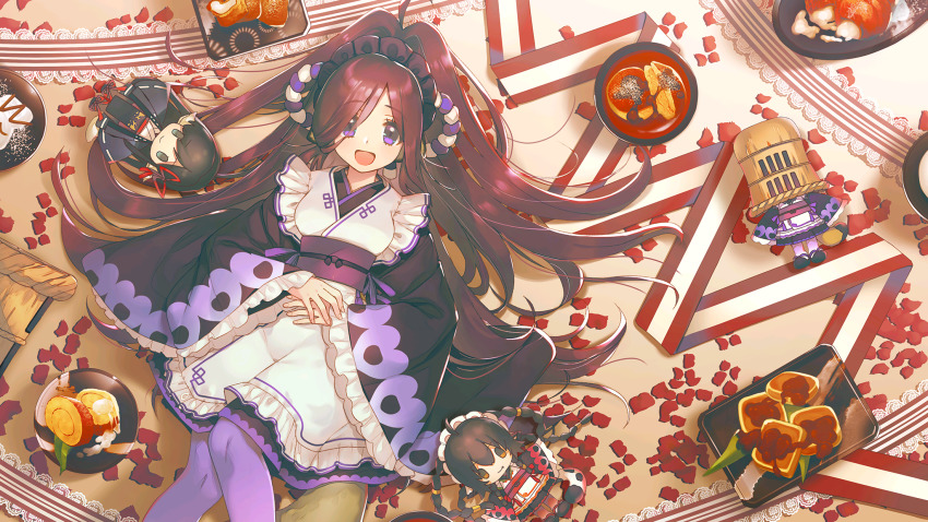 3girls, absurdly_long_hair, ahoge, amazuyu_tatsuki, animal_ears, anju_(utawarerumono), apron, aquaplus