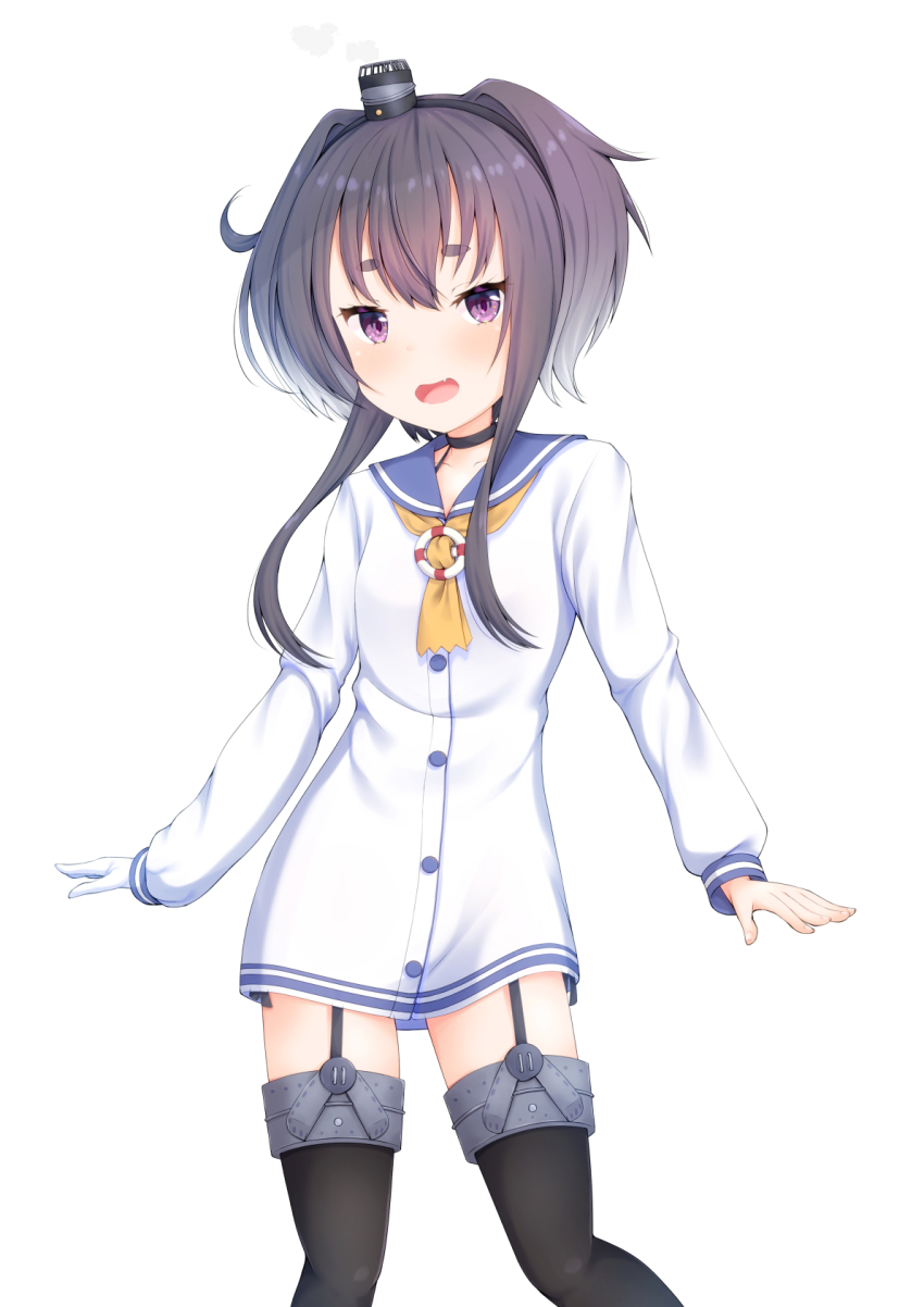 1girl, adapted_costume, alternate_costume, alternate_legwear, amatsukaze_(kancolle), amatsukaze_(kancolle)_(cosplay), black_hair, black_thighhighs