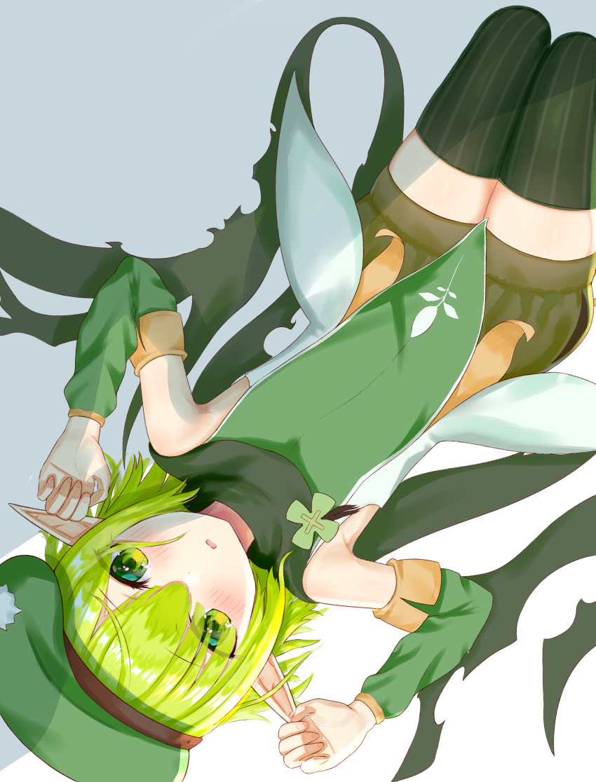 absurdres, amen_osora, aoi_(princess_connect!), blush, elf, green_eyes, green_hair, highres