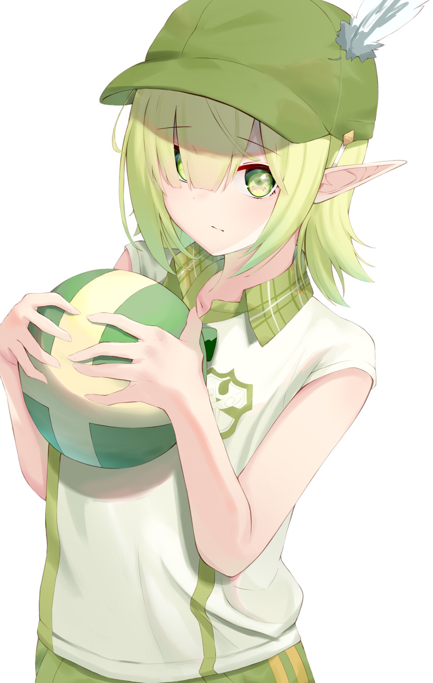 1girl, absurdres, amen_osora, aoi_(princess_connect!), elf, green_eyes, green_hair, highres