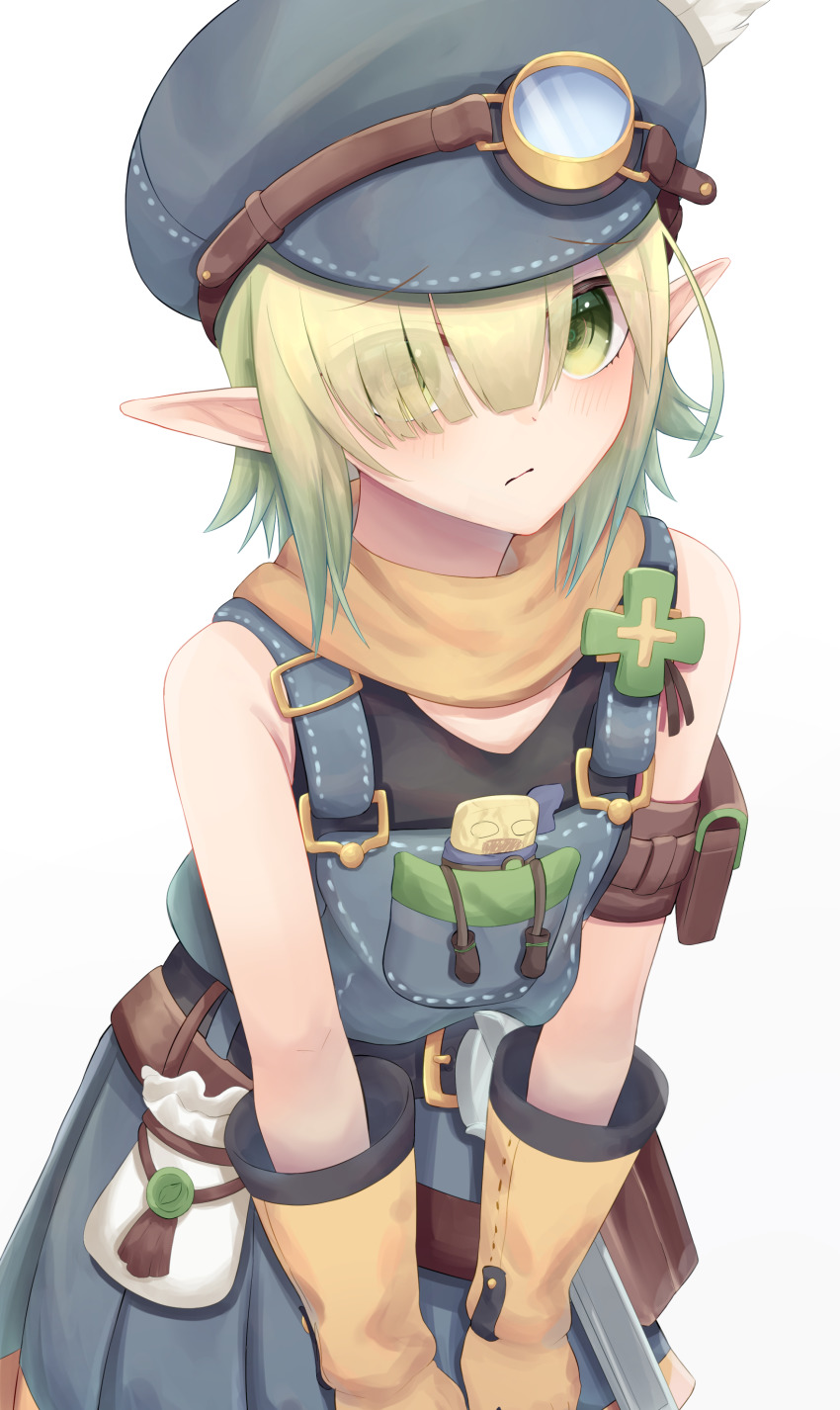 1girl, absurdres, amen_osora, aoi_(princess_connect!), blush, elf, green_eyes, green_hair